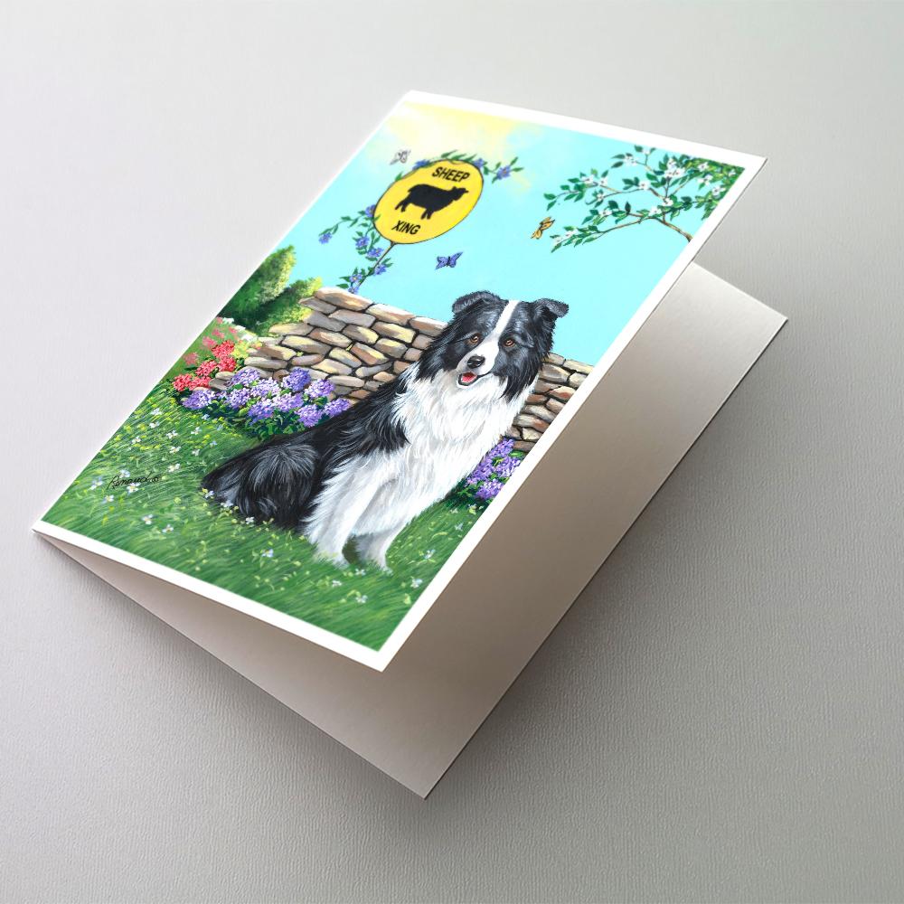 Border Collie Crossing Greeting Cards Pack of 8 Blank Cards with Envelopes Whimsical A7 Size 5x7