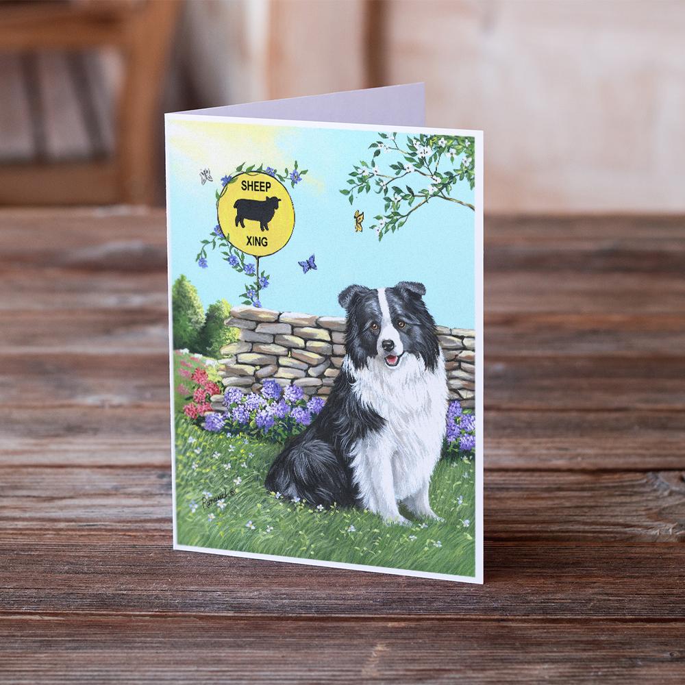 Border Collie Crossing Greeting Cards Pack of 8 Blank Cards with Envelopes Whimsical A7 Size 5x7