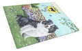 Border Collie Crossing Cutting Board Tempered Glass Kitchen Cutting Surface, Heat Resistant Chopping, Non-Slip Feet, Food Prep & Serving