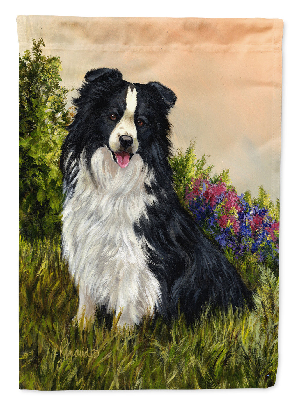 Border Collie Simplicity House Flag 28x40 Porch Sleeve Pole Decorative Outside Yard Banner Artwork Wall Hanging, Polyester