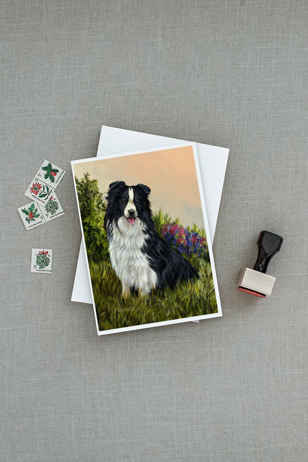 Border Collie Simplicity Greeting Cards Pack of 8 Blank Cards with Envelopes Whimsical A7 Size 5x7