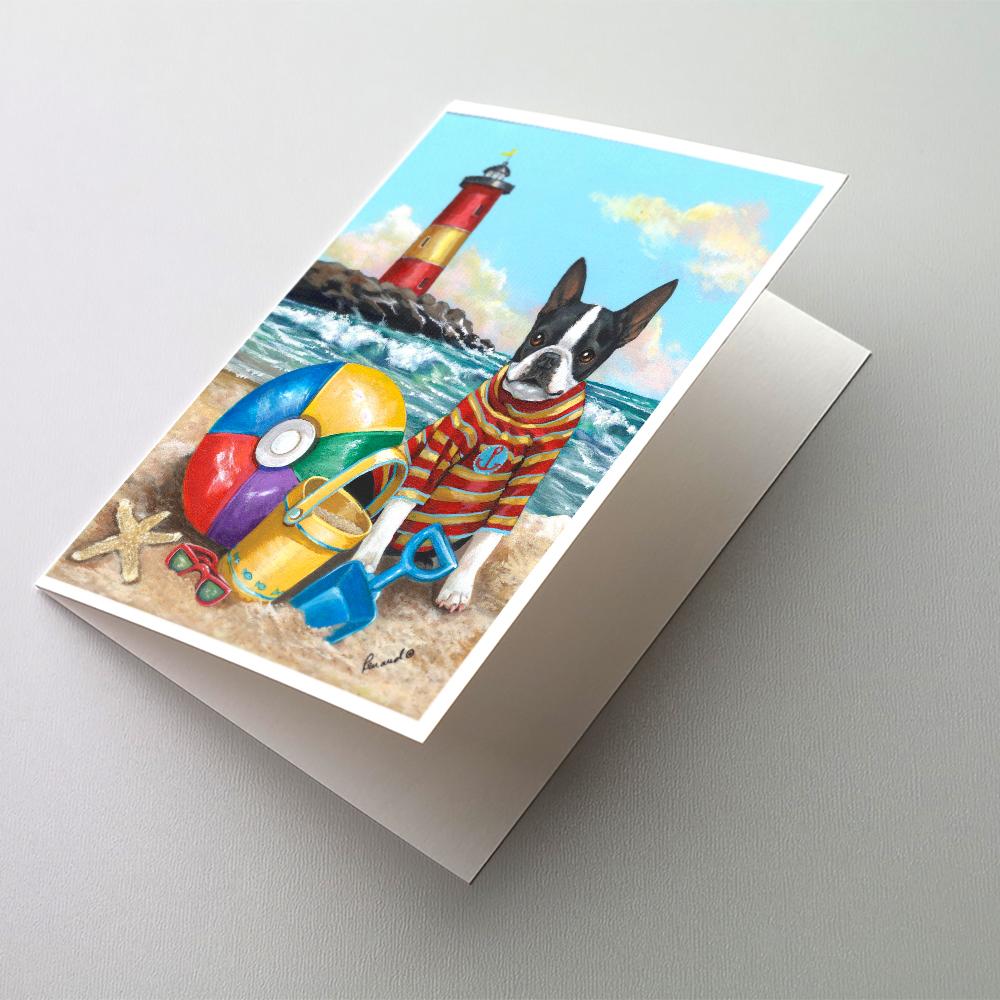 Boston Terrier Beach Baby Greeting Cards Pack of 8 Blank Cards with Envelopes Whimsical A7 Size 5x7