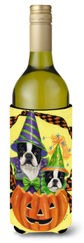 Boston Terrier Halloweenies Wine Bottle Hugger Gift Sleeve for Standard 750 ml Bottles, Insulated Reusable Also Fits Mini Shot & Pint Bottles