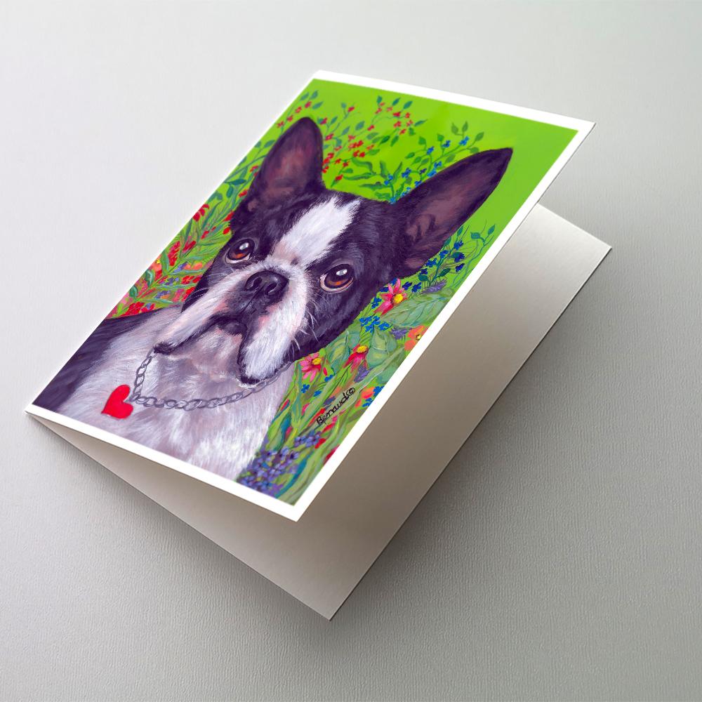 Boston Terrier Jungle Greeting Cards Pack of 8 Blank Cards with Envelopes Whimsical A7 Size 5x7