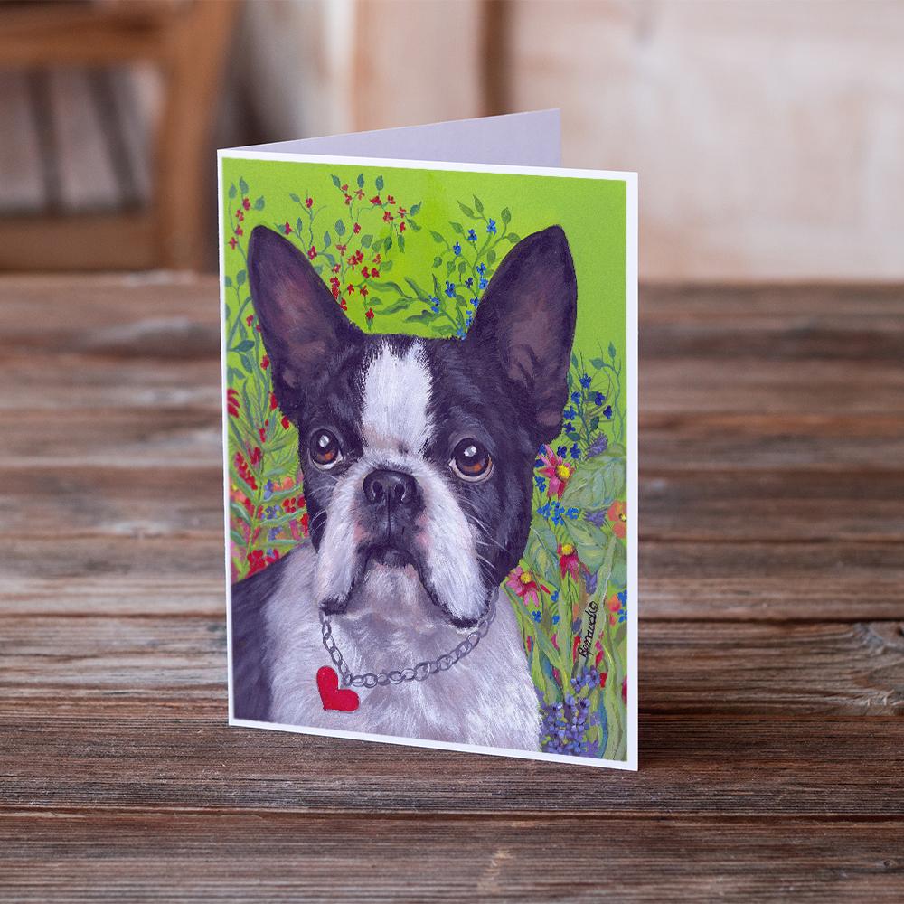 Boston Terrier Jungle Greeting Cards Pack of 8 Blank Cards with Envelopes Whimsical A7 Size 5x7
