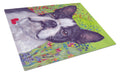 Boston Terrier Jungle Cutting Board Tempered Glass Kitchen Cutting Surface, Heat Resistant Chopping, Non-Slip Feet, Food Prep & Serving