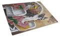 Boston Terrier Patio Gems Cutting Board Tempered Glass Kitchen Cutting Surface, Heat Resistant Chopping, Non-Slip Feet, Food Prep & Serving