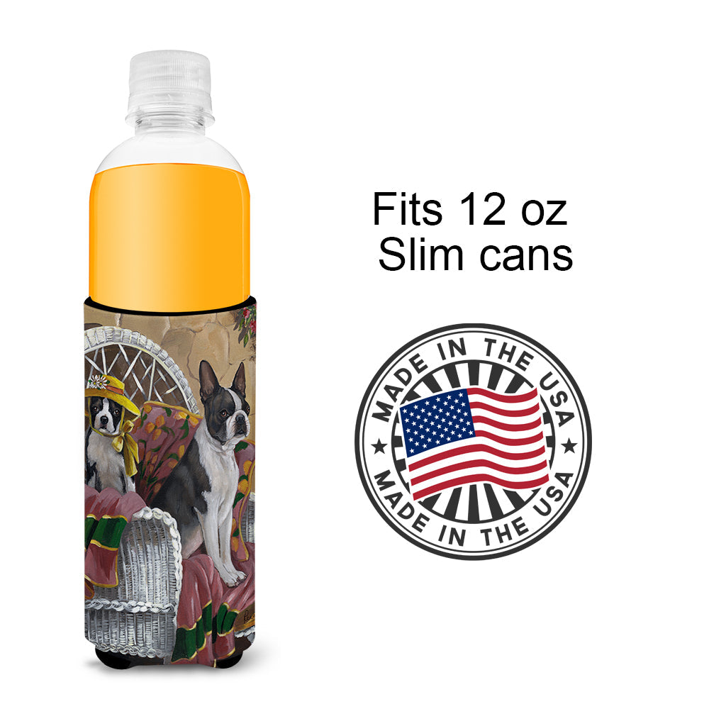 Boston Terrier Patio Gems Slim Can Hugger , Insulated Foam Hugger for 12 oz Slim Cans, Beer Bottles & Water Bottles, Printed in USA