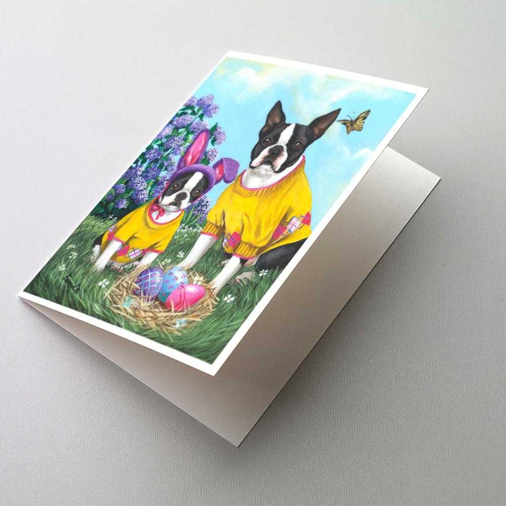Boston Terrier Easter Bunny Greeting Cards Pack of 8 Blank Cards with Envelopes Whimsical A7 Size 5x7