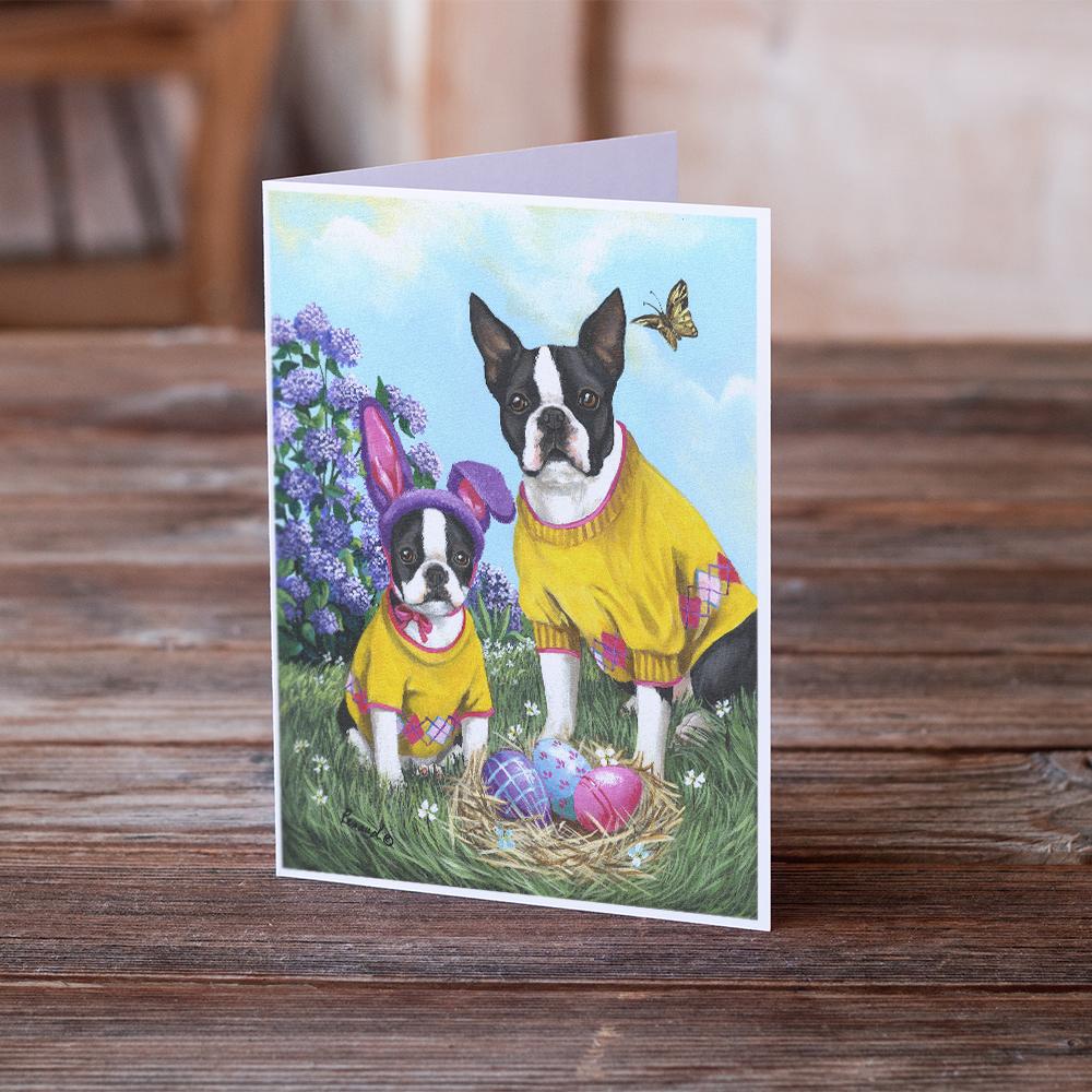 Boston Terrier Easter Bunny Greeting Cards Pack of 8 Blank Cards with Envelopes Whimsical A7 Size 5x7