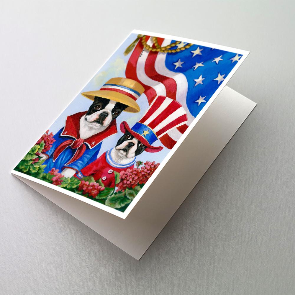 Boston Terrier USA Greeting Cards Pack of 8 Blank Cards with Envelopes Whimsical A7 Size 5x7