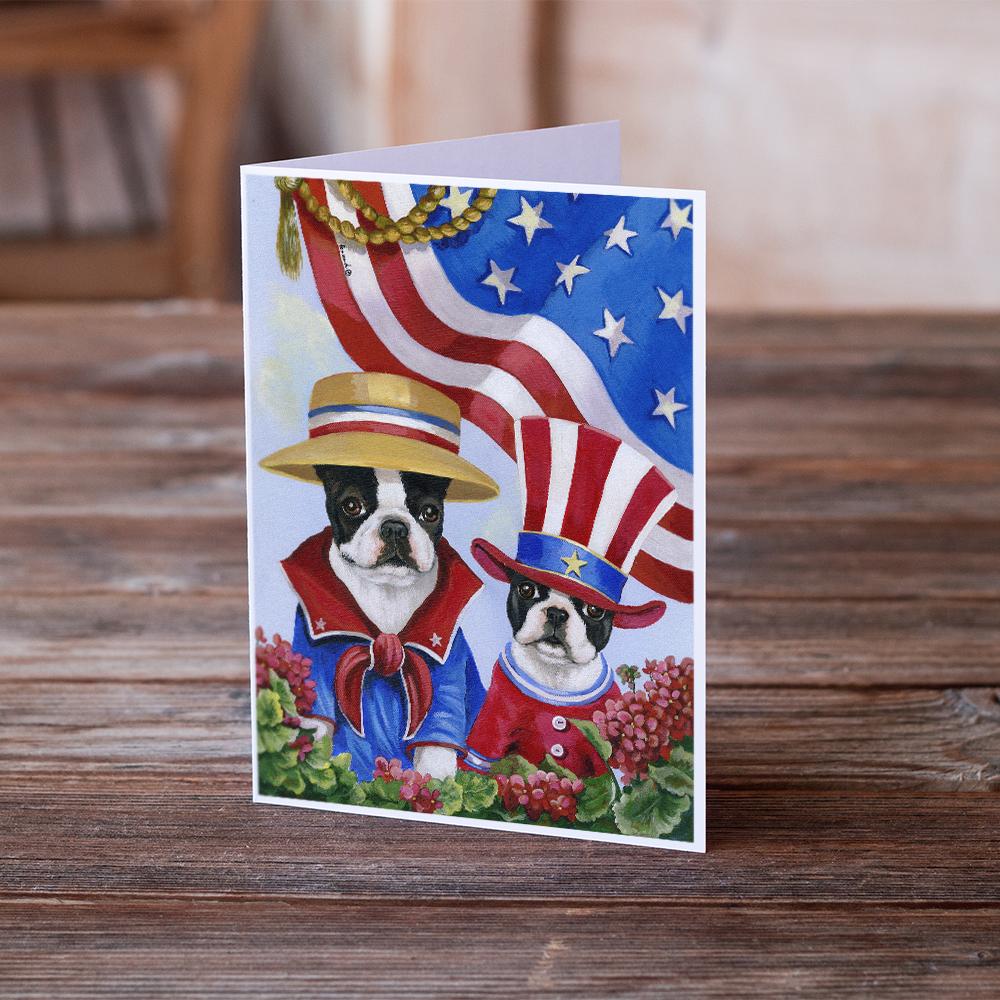 Boston Terrier USA Greeting Cards Pack of 8 Blank Cards with Envelopes Whimsical A7 Size 5x7