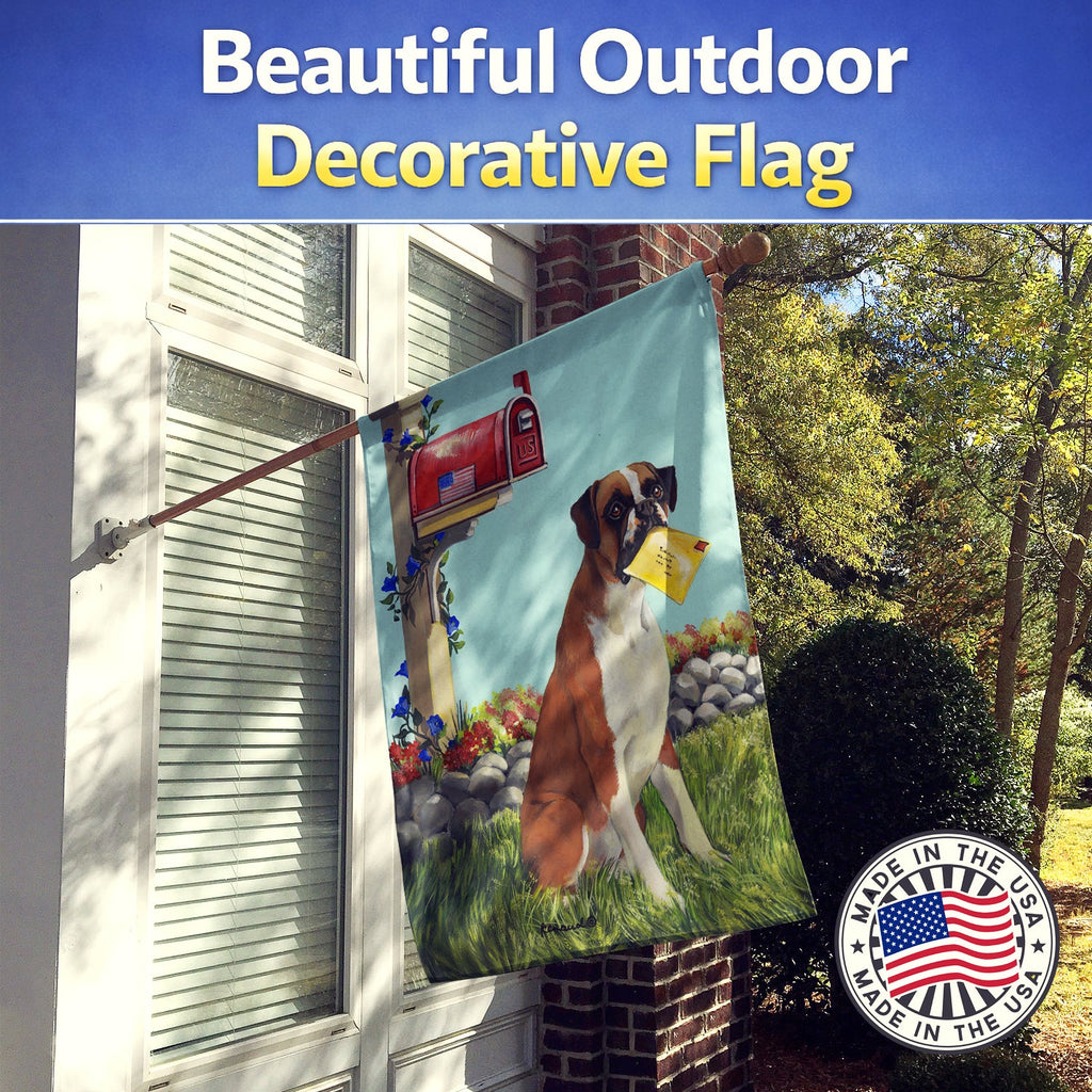 Boxer Got Mail House Flag 28x40 Porch Sleeve Pole Decorative Outside Yard Banner Artwork Wall Hanging, Polyester