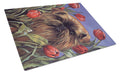 Brussels Griffon Peek a Boo Cutting Board Tempered Glass Kitchen Cutting Surface, Heat Resistant Chopping, Non-Slip Feet, Food Prep & Serving