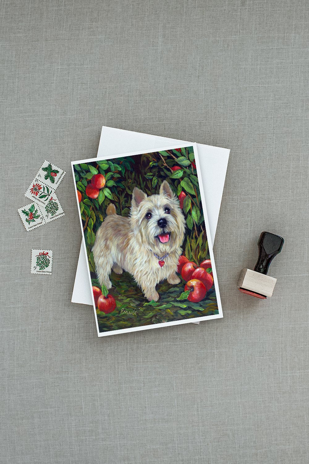 Cairn Terrier Apples Greeting Cards Pack of 8 Blank Cards with Envelopes Whimsical A7 Size 5x7