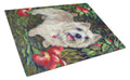 Cairn Terrier Apples Cutting Board Tempered Glass Kitchen Cutting Surface, Heat Resistant Chopping, Non-Slip Feet, Food Prep & Serving