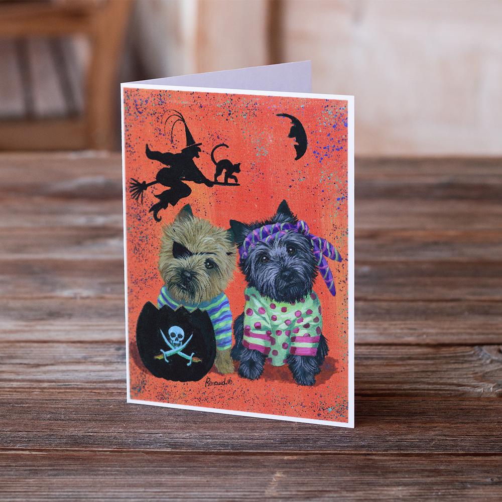 Cairn Terrier Pirates Halloween Greeting Cards Pack of 8 Blank Cards with Envelopes Whimsical A7 Size 5x7