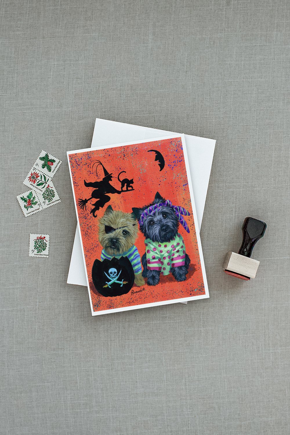 Cairn Terrier Pirates Halloween Greeting Cards Pack of 8 Blank Cards with Envelopes Whimsical A7 Size 5x7