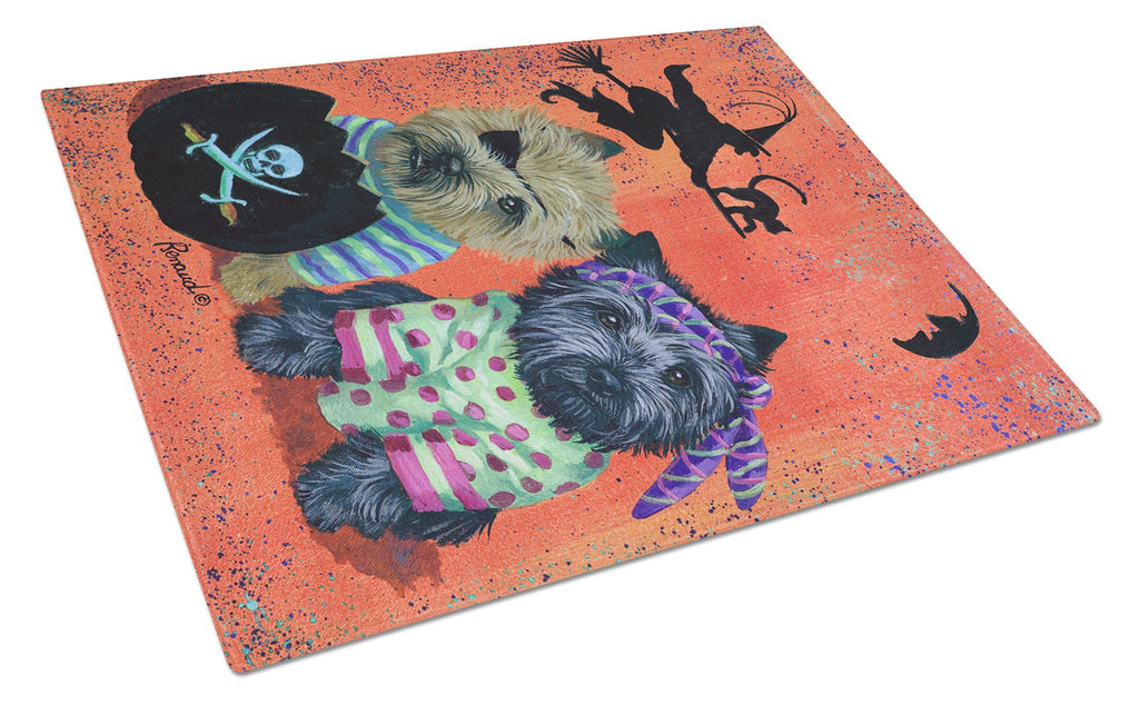 Cairn Terrier Pirates Halloween Cutting Board Tempered Glass Kitchen Cutting Surface, Heat Resistant Chopping, Non-Slip Feet, Food Prep & Serving