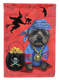Cairn Terrier Black Pirate Halloween House Flag 28x40 Porch Sleeve Pole Decorative Outside Yard Banner Artwork Wall Hanging, Polyester