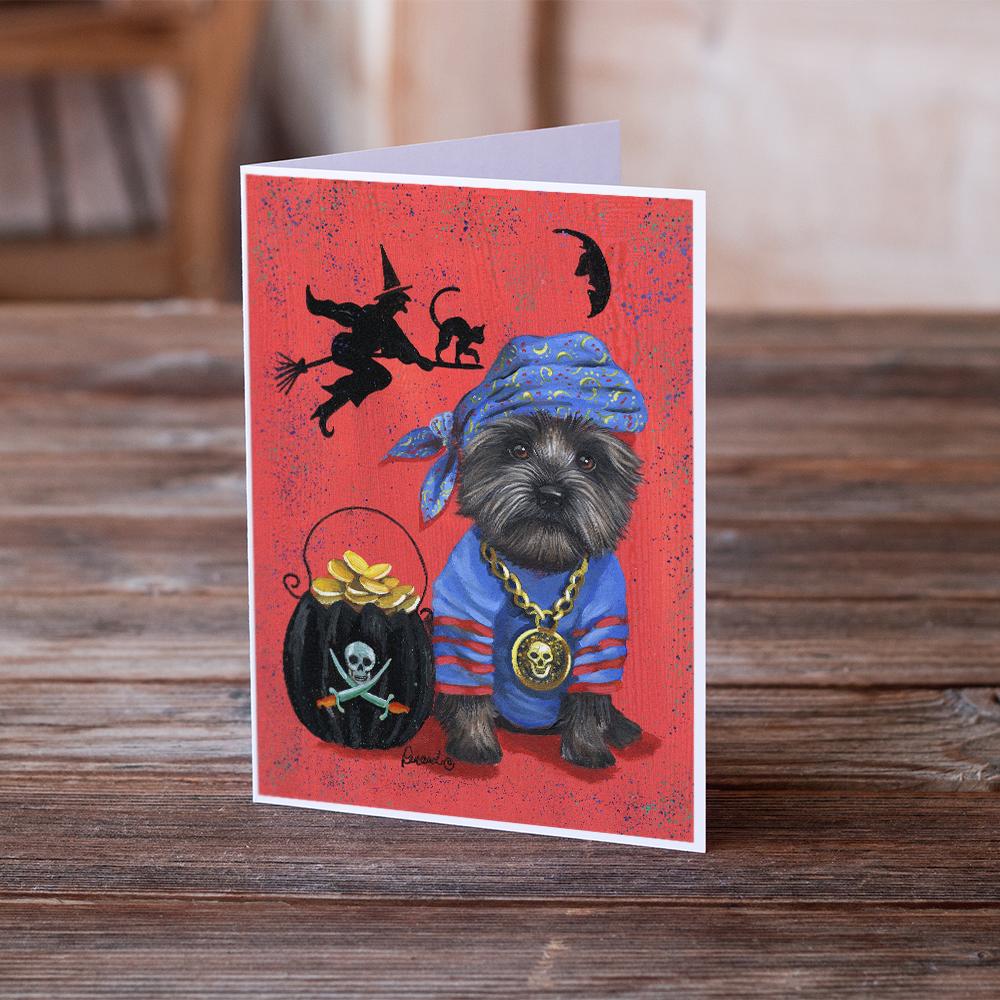 Cairn Terrier Black Pirate Halloween Greeting Cards Pack of 8 Blank Cards with Envelopes Whimsical A7 Size 5x7