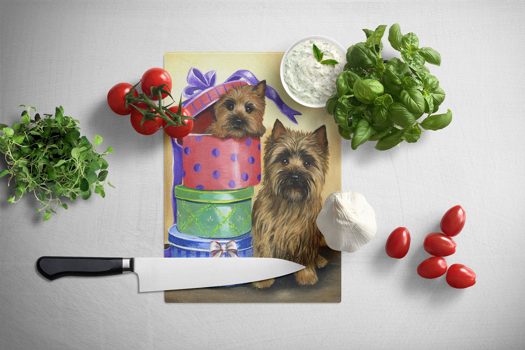 Cairn Terrier Boudoir Cutting Board Tempered Glass Kitchen Cutting Surface, Heat Resistant Chopping, Non-Slip Feet, Food Prep & Serving