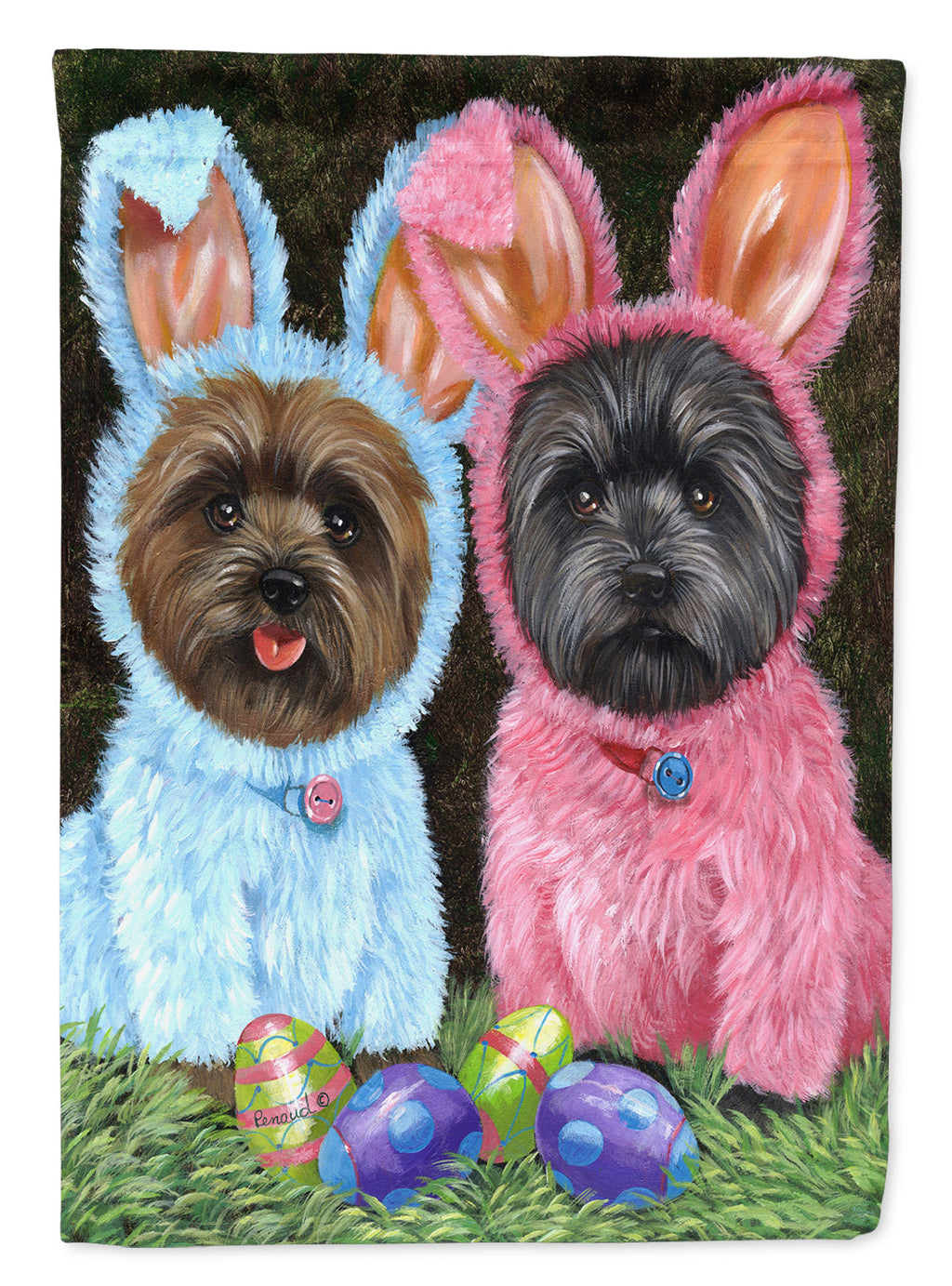 Cairn Terrier Easter Bunnies House Flag 28x40 Porch Sleeve Pole Decorative Outside Yard Banner Artwork Wall Hanging, Polyester