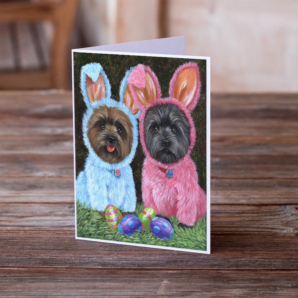 Cairn Terrier Easter Bunnies Greeting Cards Pack of 8 Blank Cards with Envelopes Whimsical A7 Size 5x7