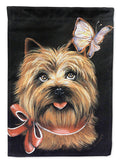 Cairn Terrier Butterfly House Flag 28x40 Porch Sleeve Pole Decorative Outside Yard Banner Artwork Wall Hanging, Polyester