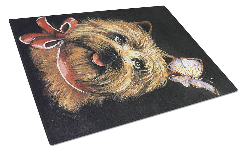 Cairn Terrier Butterfly Cutting Board Tempered Glass Kitchen Cutting Surface, Heat Resistant Chopping, Non-Slip Feet, Food Prep & Serving