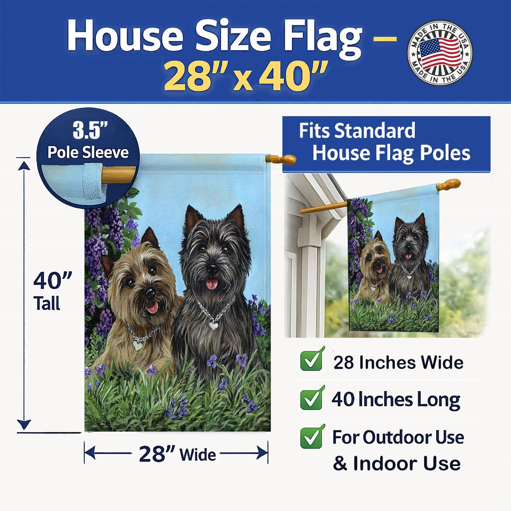 Cairn Terrier Donation House Flag 28x40 Porch Sleeve Pole Decorative Outside Yard Banner Artwork Wall Hanging, Polyester