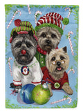 Cairn Terrier Christmas Elves House Flag 28x40 Porch Sleeve Pole Decorative Outside Yard Banner Artwork Wall Hanging, Polyester