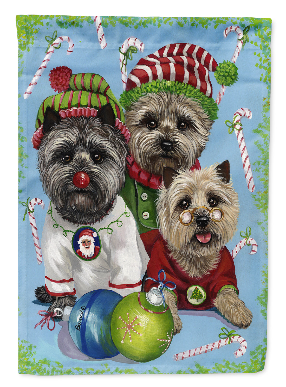 Cairn Terrier Christmas Elves House Flag 28x40 Porch Sleeve Pole Decorative Outside Yard Banner Artwork Wall Hanging, Polyester
