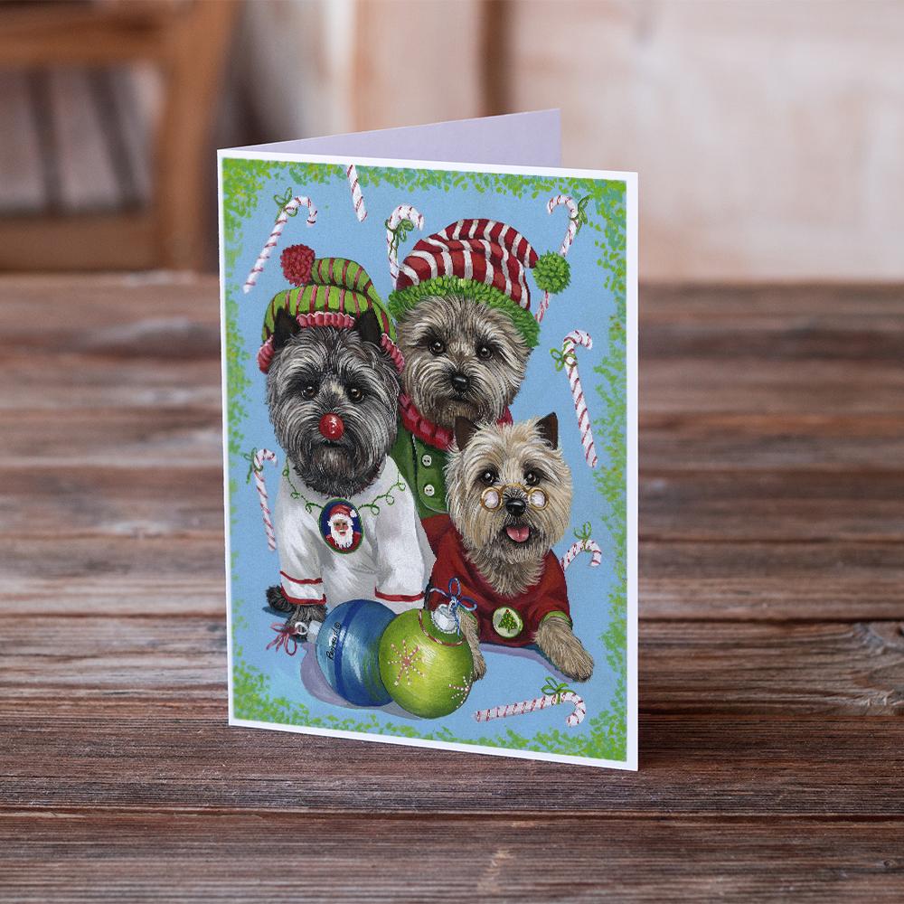Cairn Terrier Christmas Elves Greeting Cards Pack of 8 Blank Cards with Envelopes Whimsical A7 Size 5x7