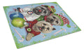 Cairn Terrier Christmas Elves Cutting Board Tempered Glass Kitchen Cutting Surface, Heat Resistant Chopping, Non-Slip Feet, Food Prep & Serving