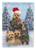 Cairn Terrier Christmas Family Tree House Flag 28x40 Porch Sleeve Pole Decorative Outside Yard Banner Artwork Wall Hanging, Polyester