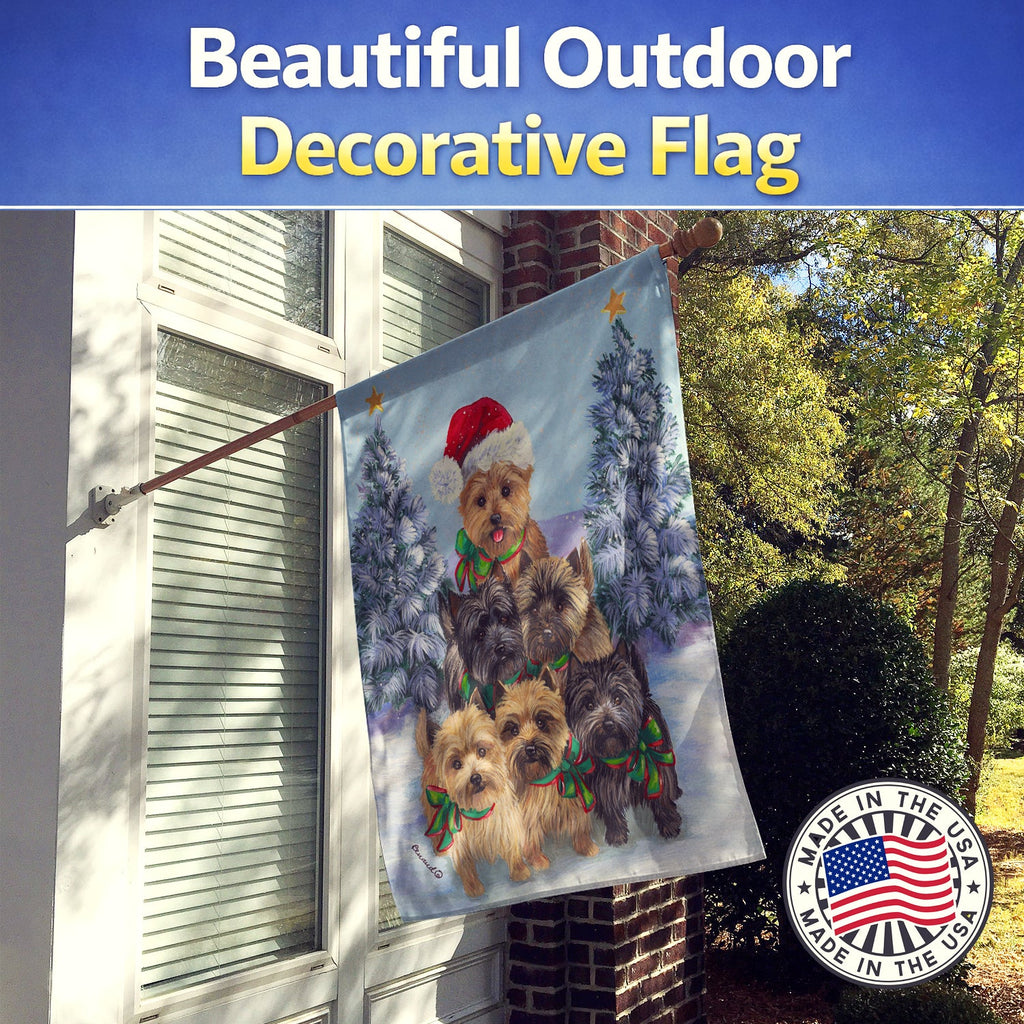 Cairn Terrier Christmas Family Tree House Flag 28x40 Porch Sleeve Pole Decorative Outside Yard Banner Artwork Wall Hanging, Polyester