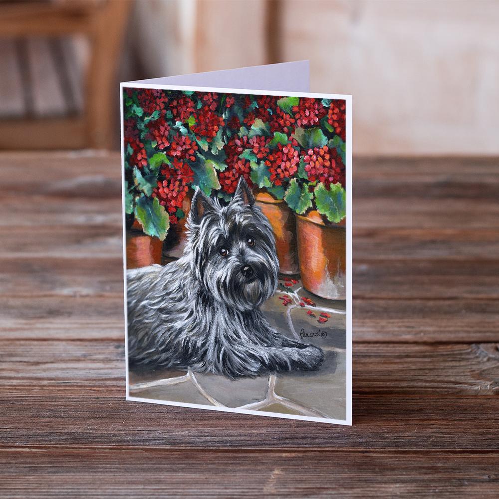 Cairn Terrier Geraniums Greeting Cards Pack of 8 Blank Cards with Envelopes Whimsical A7 Size 5x7