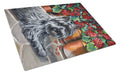 Cairn Terrier Geraniums Cutting Board Tempered Glass Kitchen Cutting Surface, Heat Resistant Chopping, Non-Slip Feet, Food Prep & Serving