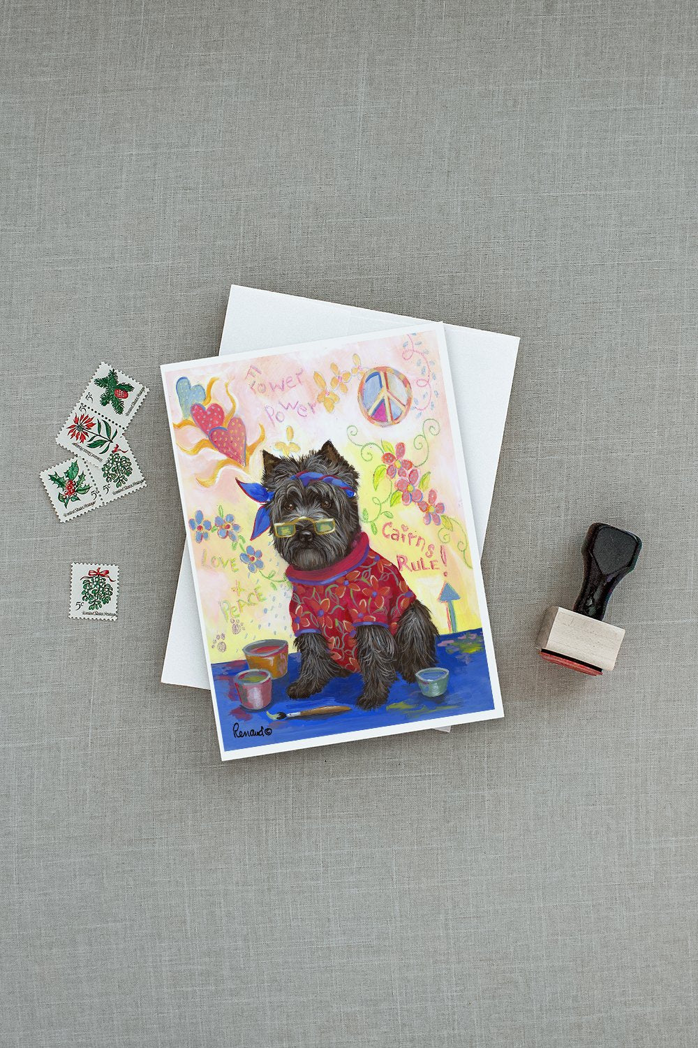 Cairn Terrier Hippie Dippie Greeting Cards Pack of 8 Blank Cards with Envelopes Whimsical A7 Size 5x7