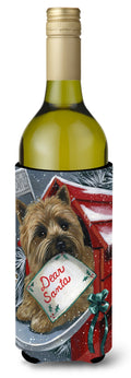 Cairn Terrier Christmas Letter to Santa Wine Bottle Hugger Gift Sleeve for Standard 750 ml Bottles, Insulated Reusable Also Fits Mini Shot & Pint Bottles
