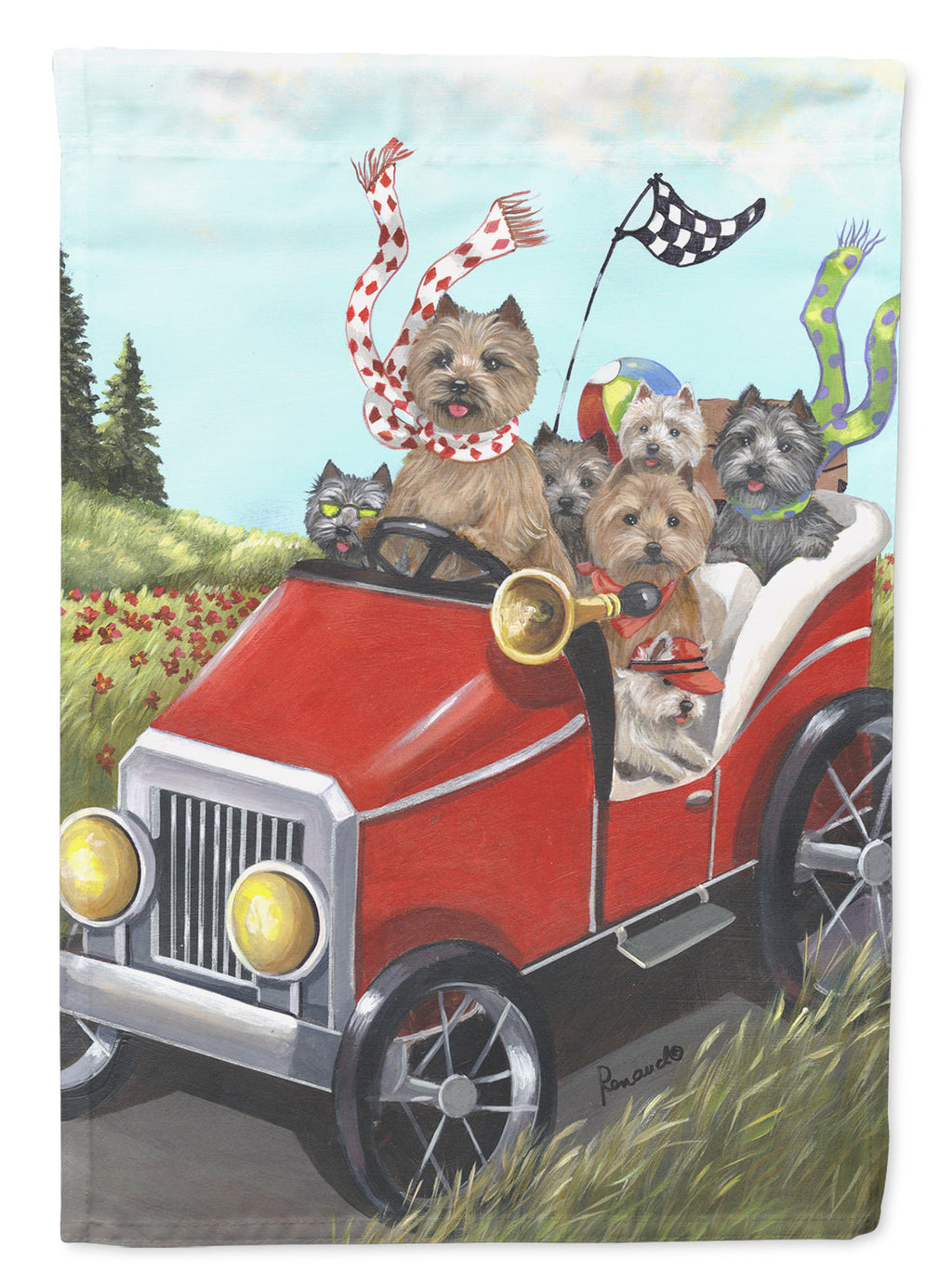 Cairn Terrier On the Move House Flag 28x40 Porch Sleeve Pole Decorative Outside Yard Banner Artwork Wall Hanging, Polyester