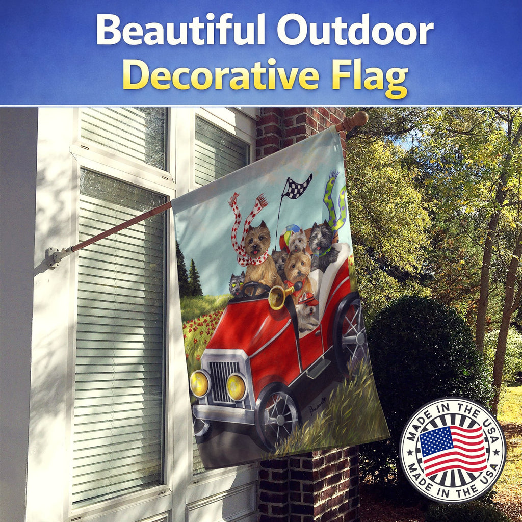 Cairn Terrier On the Move House Flag 28x40 Porch Sleeve Pole Decorative Outside Yard Banner Artwork Wall Hanging, Polyester