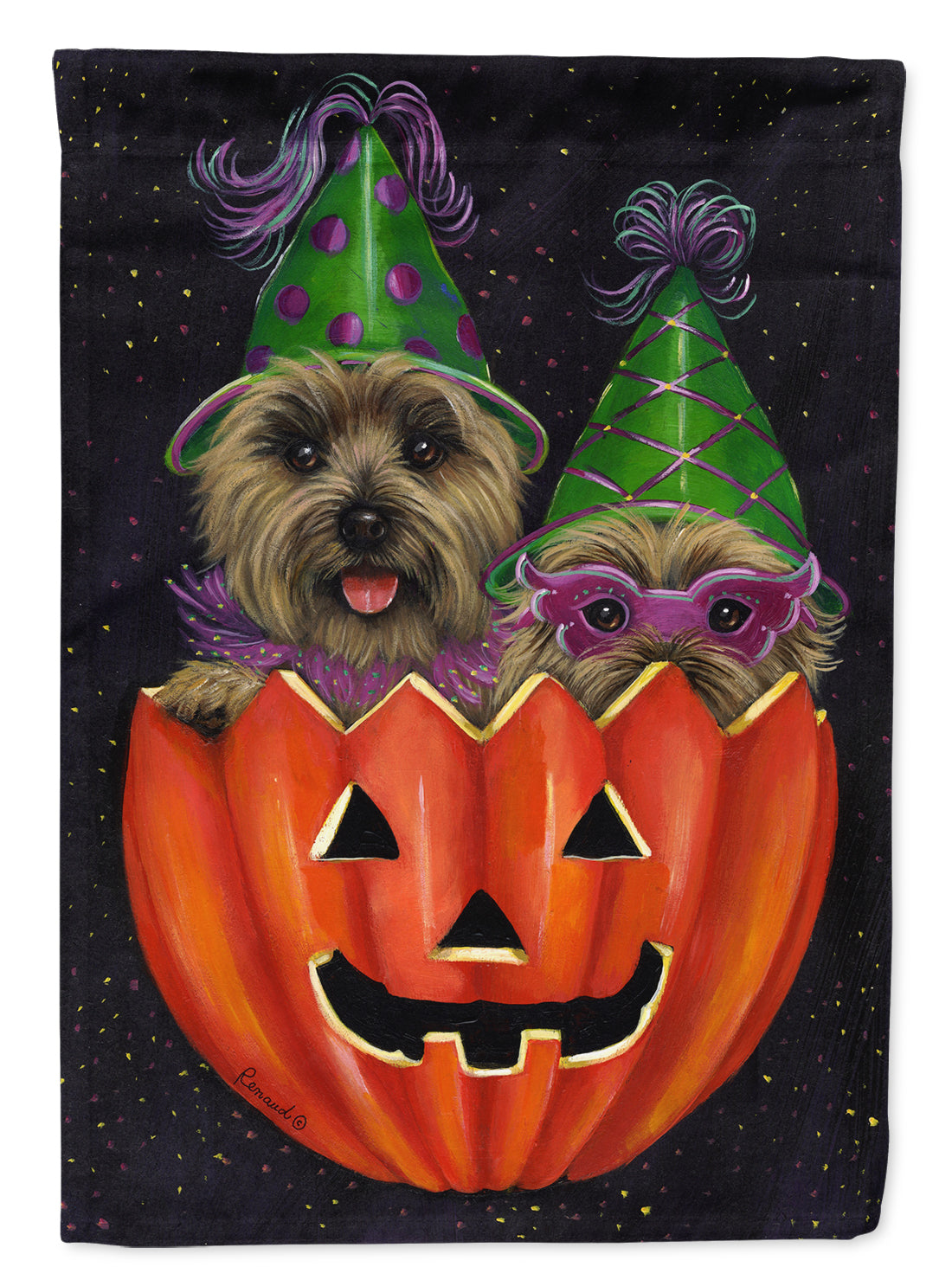 Cairn Terrier Halloween PeekaBoo House Flag 28x40 Porch Sleeve Pole Decorative Outside Yard Banner Artwork Wall Hanging, Polyester