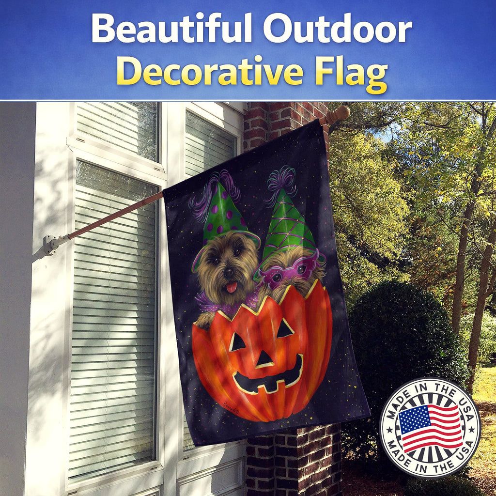 Cairn Terrier Halloween PeekaBoo House Flag 28x40 Porch Sleeve Pole Decorative Outside Yard Banner Artwork Wall Hanging, Polyester