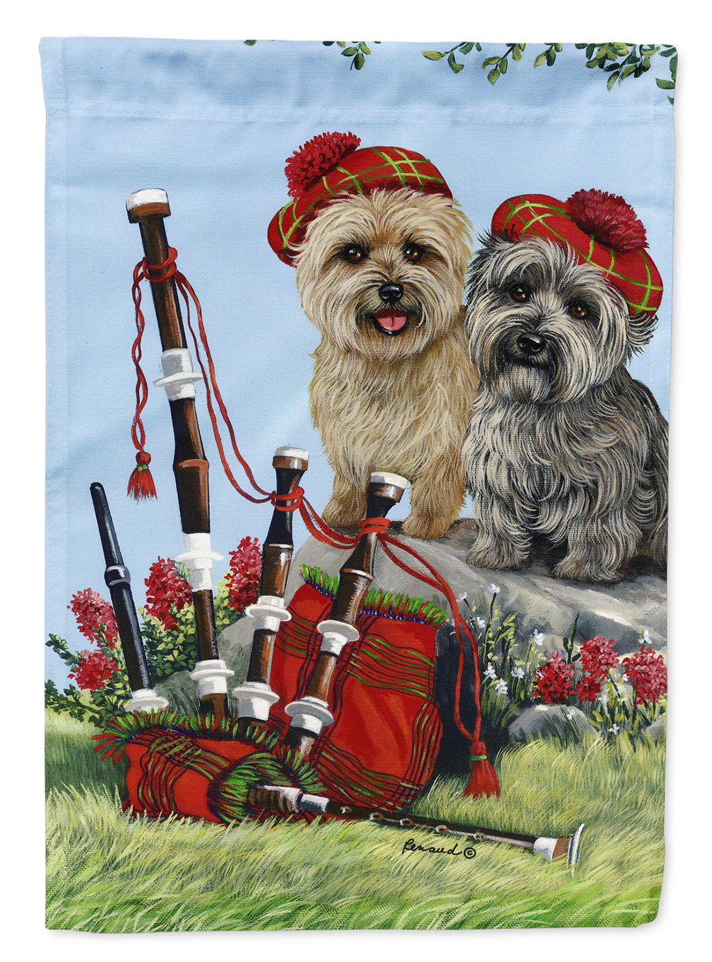 Cairn Terrier Pipers House Flag 28x40 Porch Sleeve Pole Decorative Outside Yard Banner Artwork Wall Hanging, Polyester