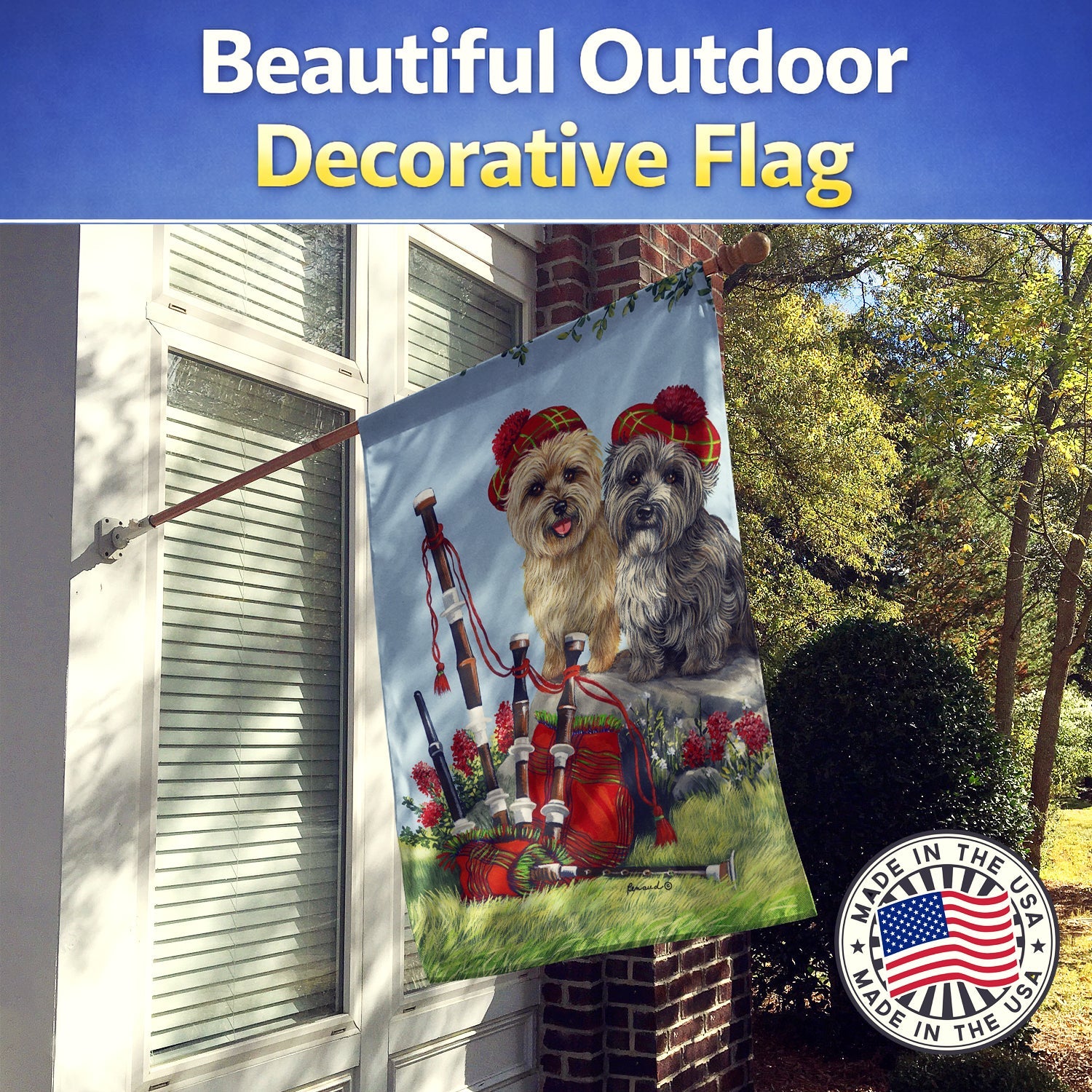 Cairn Terrier Pipers House Flag 28x40 Porch Sleeve Pole Decorative Outside Yard Banner Artwork Wall Hanging, Polyester