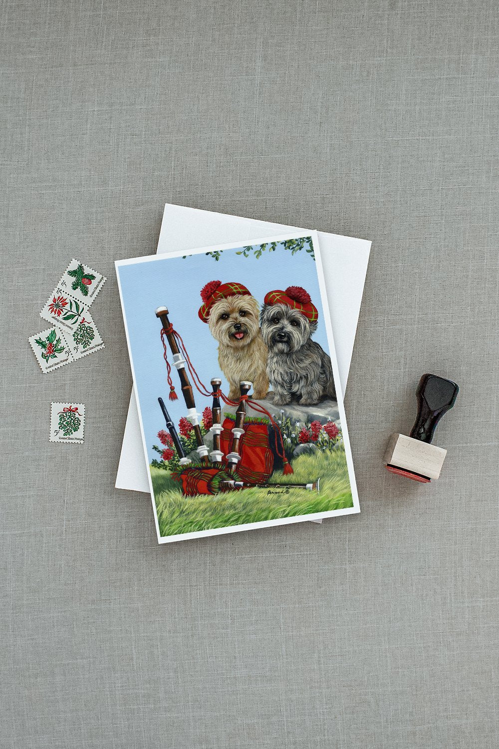 Cairn Terrier Pipers Greeting Cards Pack of 8 Blank Cards with Envelopes Whimsical A7 Size 5x7