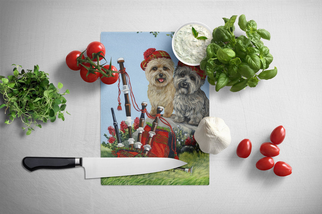 Cairn Terrier Pipers Cutting Board Tempered Glass Kitchen Cutting Surface, Heat Resistant Chopping, Non-Slip Feet, Food Prep & Serving