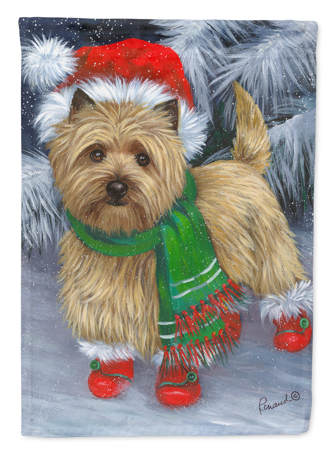 Cairn Terrier Christmas Red Boots House Flag 28x40 Porch Sleeve Pole Decorative Outside Yard Banner Artwork Wall Hanging, Polyester